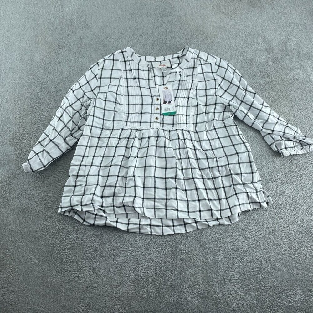 Womens Wrangler Checkered Long Sleeve Tunic Top XL V-Neck NWT 4343 - Picture 1 of 9